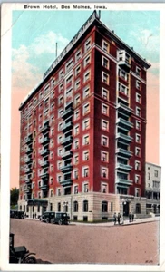 BROWN HOTEL Des Moines, Iowa IA c1930s - Postcard - Picture 1 of 2