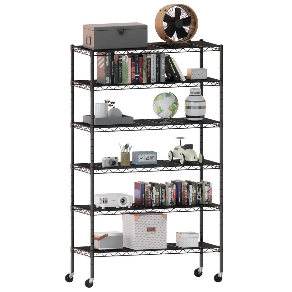 Wire Shelving Unit with Wheels Steel 6 Tier Heavy Duty Layer Rack 18x48x82 inch - Image 1 of 4