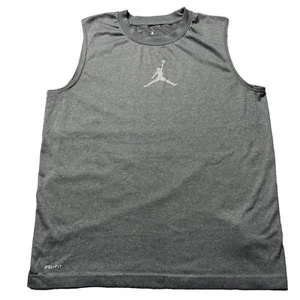Air Jordan Tank Top T-Shirt Youth Boys Size Large Gray Jumpman Logo Dri-Fit Y2K - Picture 1 of 10