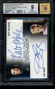 2015 Star Trek Voyager autografo Kate Mulgrew Jeri Ryan LE custodia Inc BGS 9/10 - Foto 1 di 2