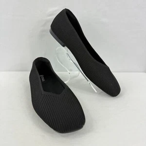 Vivaia Margot 2.0 Square Toe V-Cut Flats Womens 40.5 EU 9-9.5 US Black Slip On - Picture 1 of 8