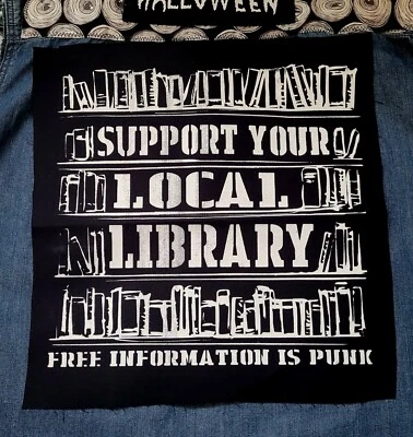 Support Your Local Library Back Patch Punk feminist Sew On Patches Read Books - Image 1 of 3