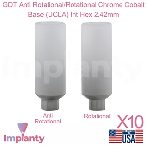 10x GDT Anti Rotational/Rotational Chrome Cobalt Base (UCLA) Int Hex 2,42mm - Bild 1 von 7
