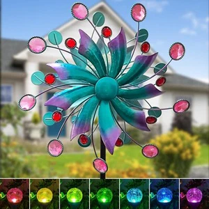60.6Inch Solar Wind Spinners w/ Kinetic Windmills Wind Sculpture for Yard Garden - Picture 1 of 8