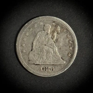 1876-S SEATED LIBERTY QUARTER DOLLAR 25C CIRCULATED VERY FINE VF SILVER (Q34) - Picture 1 of 2