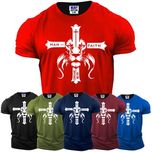 T-shirt uomo a maniche corte Jesus Cross Loin Face USA fede religiosa nuova - Foto 1 di 11