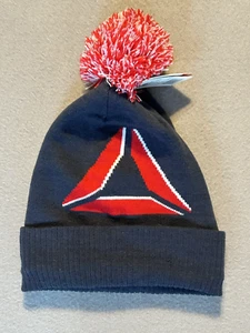 REEBOK BEANIE HAT WITH POM POM OSFM NAVY NWT - Picture 1 of 4