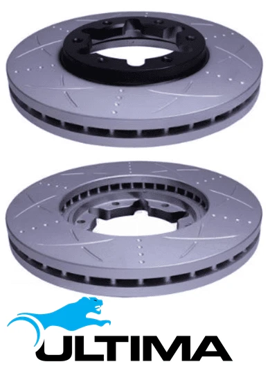 FRONT SLOTTED DISC BRAKE ROTOR SET FOR NISSAN PATROL GU Y61 RD28ETI 4.2L I6 - Image 1 of 1