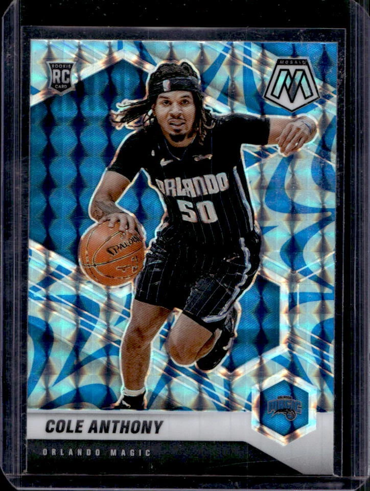 2020-21 Panini Mosaic Cole Anthony Reactive Blue Prizm Rookie RC #207 Magic