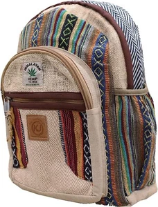 Handmade Natural Hemp Nepal Backpack Purse, Small Lightweight Daypack - Picture 1 of 9