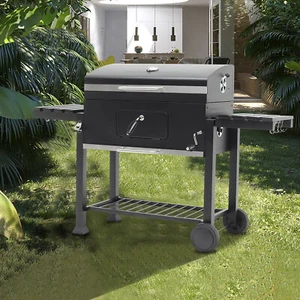Barbecue Smoker Charcoal Outdoor Stove Built in Grill Thermometer BBQ Cooking - Picture 1 of 11