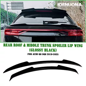 Rear Trunk Spoiler Lip Roof Middle Lid For Audi Q8 SQ8 2019-2025 20 Gloss Black - Picture 1 of 12