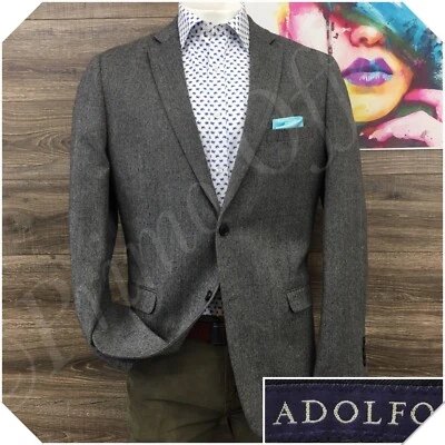 ADOLFO Mens Blazer Sport Coat Two Button Casual Jacket Size 44L Wool Suit - Image 1 of 4