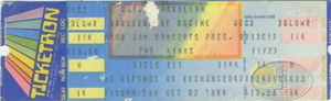 THE KINKS 1984 WORD MOUTH TOUR Unused Concert Ticket - Picture 1 of 1