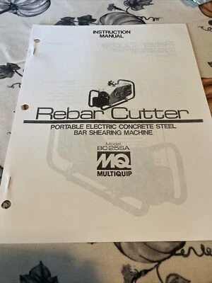 Multiquip BC-25SA Rebar Cutter Instruction & Parts Manual Book Operation Shop MQ - Image 1 of 3