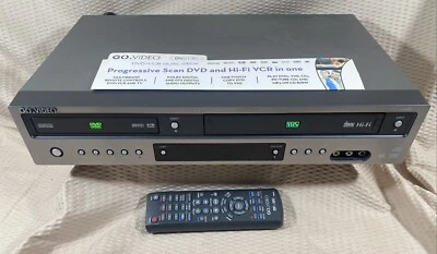 *for Parts* Go Video DV2130 VCR DVD Combo Dual Deck VHS Recorder Player + Remote - Image 1 of 4