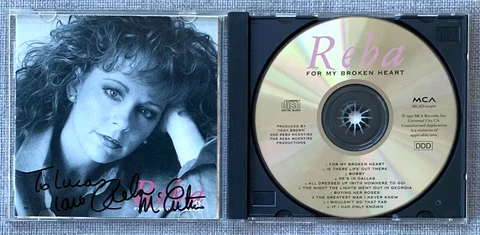 Reba McEntire Signed In Person For My Broken Heart CD Cover - Authentic Cover