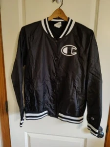Champion Boy's Varsity Jacket  Spellout Logo Embroidered Bomber Black Sz Large  - Picture 1 of 11