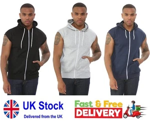 Men's Sleeveless Hoodie Zip Up Hooded Sweatshirt Top Gilet Fleece Jacket New - Picture 1 of 13