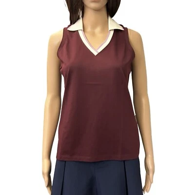 RLX Ralph Lauren женщин гольф верхний размер L темно-бордовый сшитый на заказ подходит v-образным вырезом новый с Ярлыками $98,5 - Изображение 1 из 4