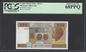 Congo - Central African States,BEAC 500 Francs 2002 P106Tc Uncirculated Grade 68 - Picture 1 of 2