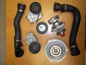 Bmw E46 Bomba de Agua Ventilador Embrague Superior Inferior Radiador Manguera Tensor Kit Set - Imagen 1 de 1