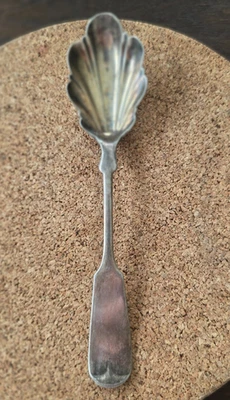 Eagle Fiddle Star Shell Sugar Spoon Silverplate "Tipped" Pattern WM Rogers Vtg. - Image 1 of 4
