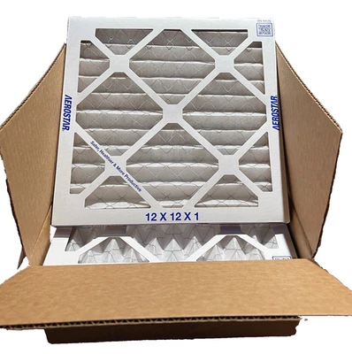 Aerostar 12x12x1 MERV 8 Pleated Air Filter, Air Conditioner Furnace - 6 Pack - Image 1 of 3