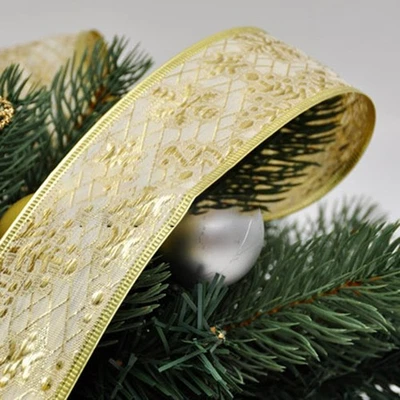 Snowflake Patterned Ribbon 2m Long for Holiday Wrapping and DIY Crafts - Image 1 of 4