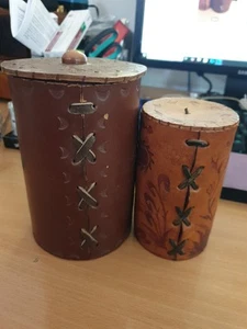 2 ollas de cuero con tapas. Hecho a mano - Imagen 1 de 13