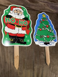 1999 yard art impact plastics Santa and Christmas tree - Picture 1 of 18