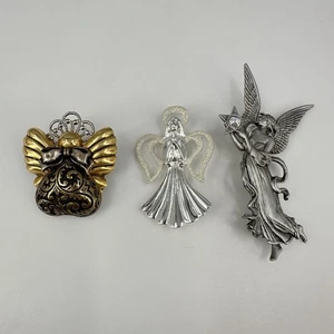 Vintage Angel Brooch Lapel Pin Pendant Lot of 3 Jonette Gold Silver Tone Pewter - Picture 1 of 22