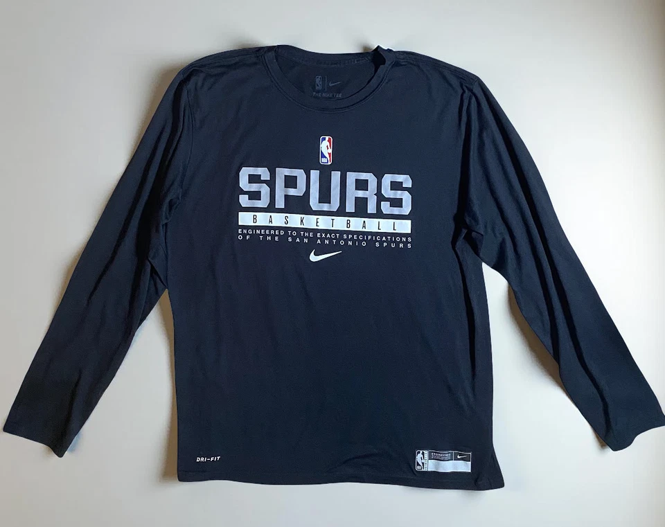 Nike Dri Fit San Antonio Spurs Warm Up T Shirt NBA Basketball Long Sleeve Large - Image 1 of 4