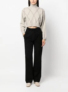 NWT$3200 Brunello Cucinelli Women Cashmere Blend Argyle Beaded Turtleneck M W242 - Picture 1 of 8