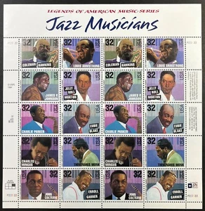US Stamps Scott #2992a, Jazz Musicians, Full Sheet of 20 Stamps, MNH, Very Fine - Picture 1 of 3