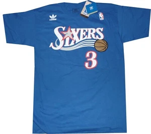 Allen Iverson Philadelphia 76ers Adidas Throwback Blau Shirt Neu Etikett - Bild 1 von 4
