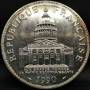 100 FRANCS PANTHEON 1990 ARGENT 900‰ 15011 Ex. FRANCE / SILVER - Imagen 1 de 2