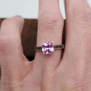 925 Sterling Silver Beautiful Pink Sapphire With Smoky Quartz Ring - Picture 1 of 5