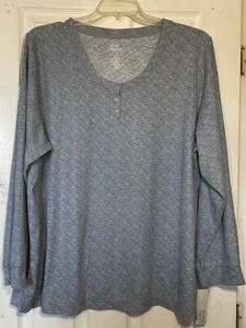 NEW Croft & Barrow 3XL Sleep Ultrasoft Relaxed henley tee top heather gray - Picture 1 of 4