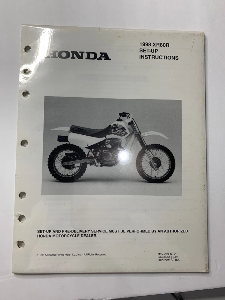 Honda XR80R 1998 manual de instrucciones de configuración de fábrica Foto 1 de 1