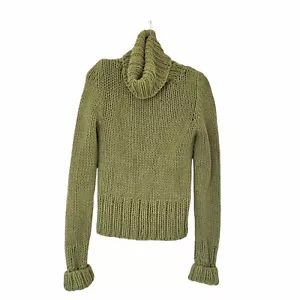 The Limited Handknit Women's Chunky Knit Turtleneck Sweater Green Medium Cozy - Picture 1 of 11