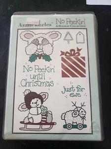 Azadi Earles No Peekin' Holiday collection 8 rubber stamps - Picture 1 of 2