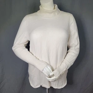 Lane Bryant Creme Colored Turtleneck Ribbed Faux Button Closure Sleeves - Picture 1 of 7
