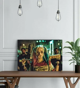 HARLEY QUINN 2-FRAMED CANVAS WALL ART COMIC SUPERHERO PICTURE PAPER PRINT- DC - Picture 1 of 12