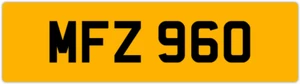 MFZ 960 M 3x3 DATELESS PRIVATE NUMBER PLATE MAT MATT MARK MICK MIK MIC MEL MAX - Picture 1 of 1