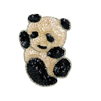 Apliques de lentejuelas vintage ~ Baby Panda ~ broche coser/pegamento Foto 1 de 4