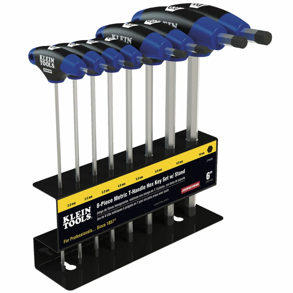 Klein Tools JTH68M Hex Key Set, Metric, T-Handle, 6-Inch with Stand, 8-Piece - Image 1 of 4