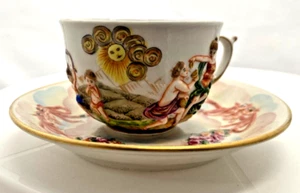 ENCANTADORA TAZA RICHARD GINORI CAPODIMONTE DEMITASSE + JUEGO DE PLATILLO - PINTADO A MANO Excelente - Imagen 1 de 8