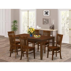 7 Pc Table with a 12" Leaf and 6 Wood Chairs in Espresso . - Picture 1 of 4
