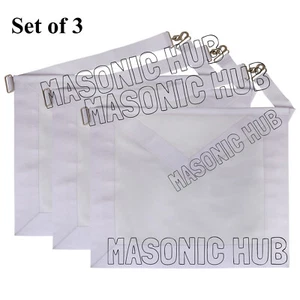 Masonic CANDIDATE / ENTERED APPRENTICE Sheep Leather Apron All White - Set Of 3 - Picture 1 of 4